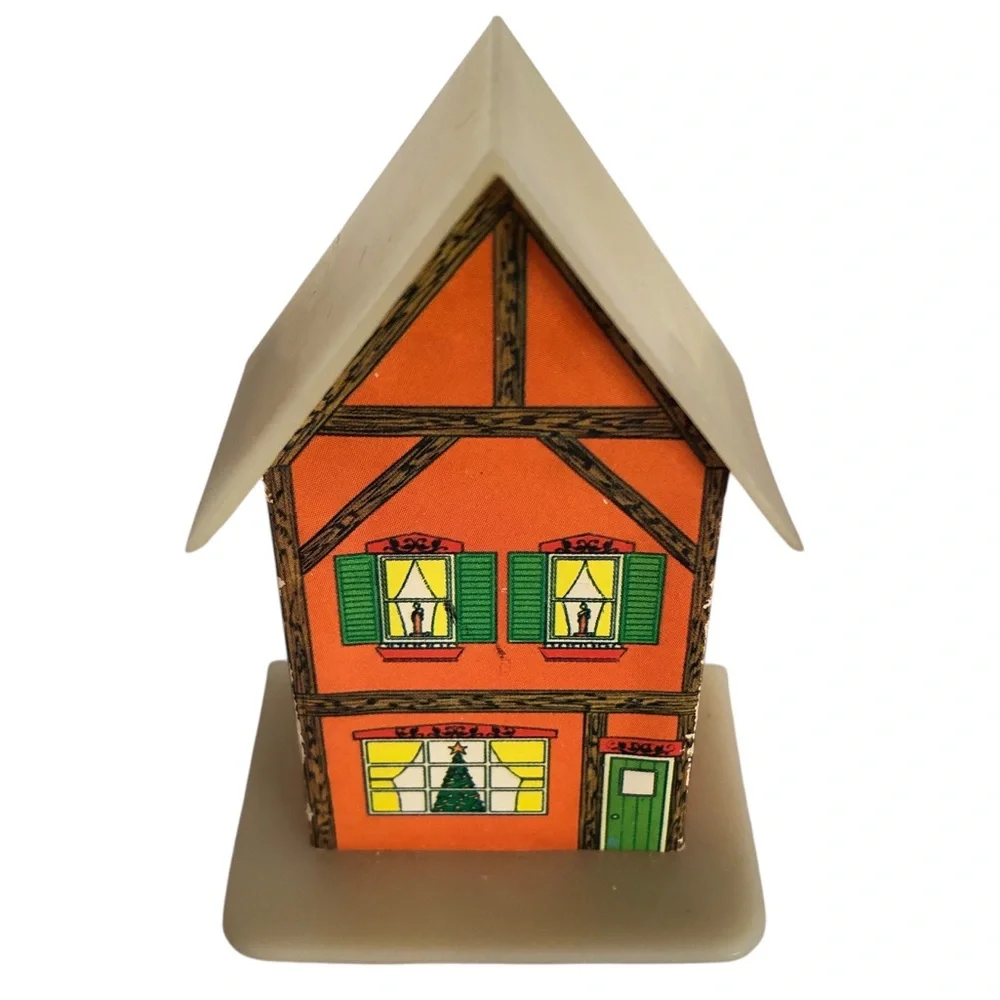 VINTAGE 70s Lot of 5 Alpine Village Houses Plastic Light Covers Christmas Xmas